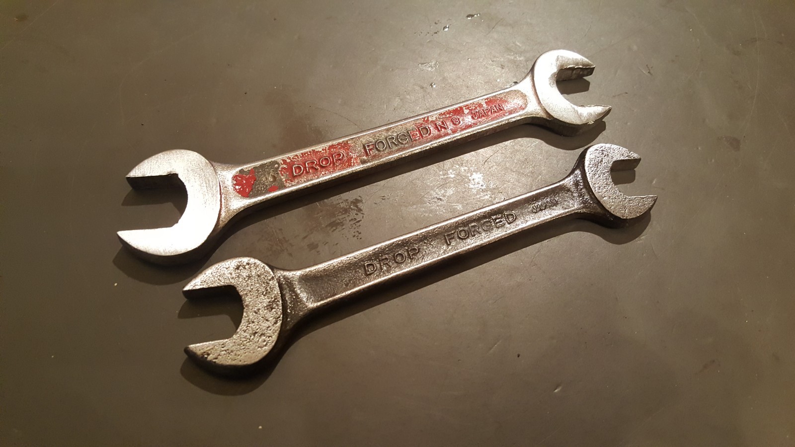 Two Vintage JSB Open-End Wrenches 9/16 – 1/2 and 11/16 – 19/32 Japan