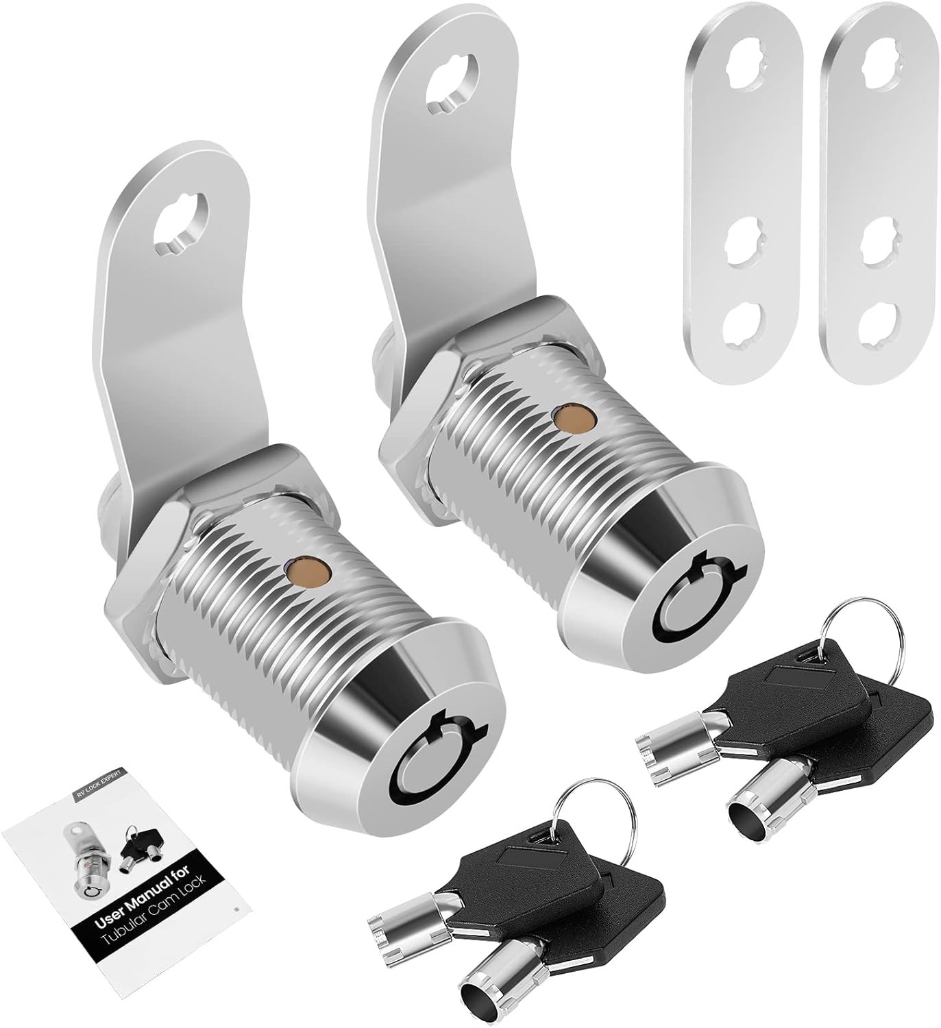 2 Pack Keyed Alike RV Storage Locks with Keys for Cabinets and Tool Boxes