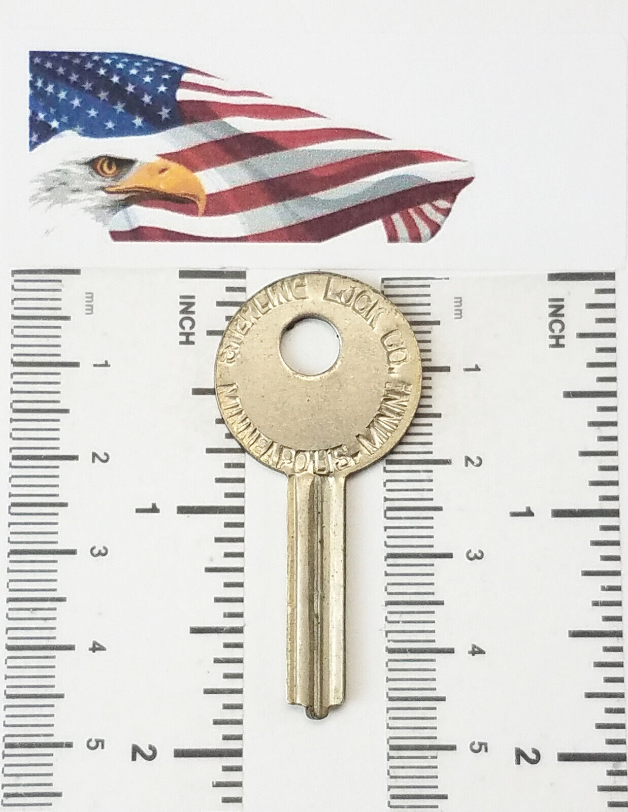 RARE Vtg STERLING LOCK CO Padlock Key Blank 1 7/8″ Long Minneapolis, MN CLEAN