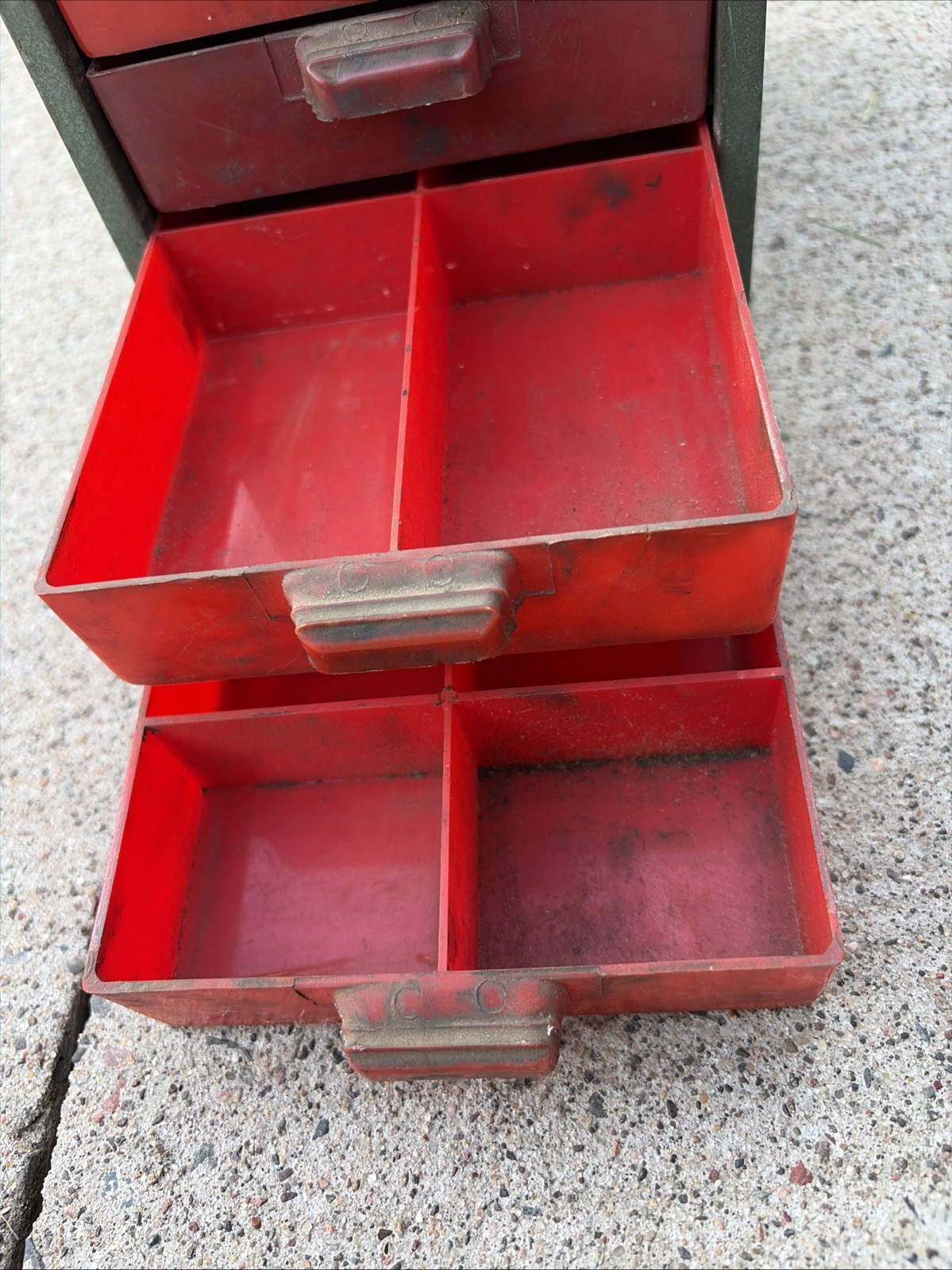 Vintage Waterloo Metal Box 4 Drawer Metal Toolbox Bins Small Part Bin Green