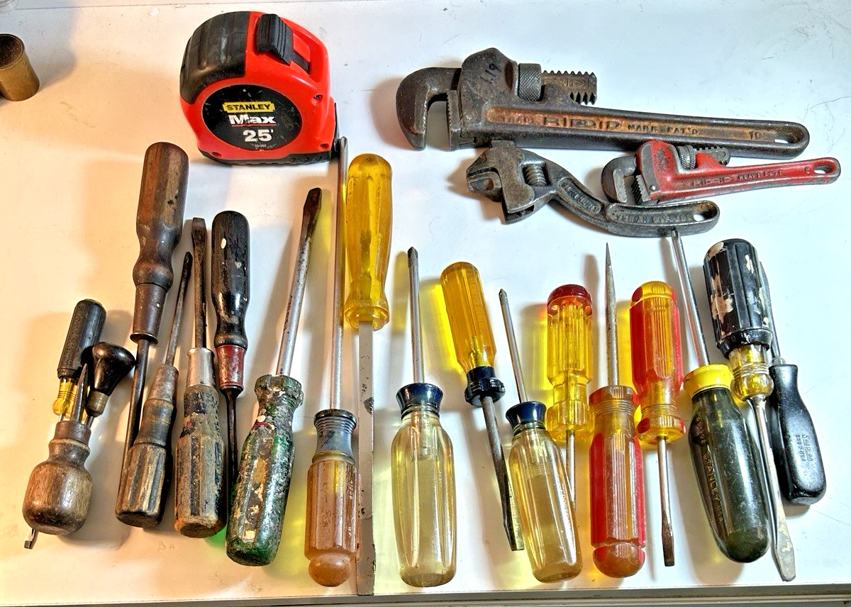 Vintage Lot Of 23 USA PreOwned/Used Tools Stanley Craftsman SnapOn Rigid Etc