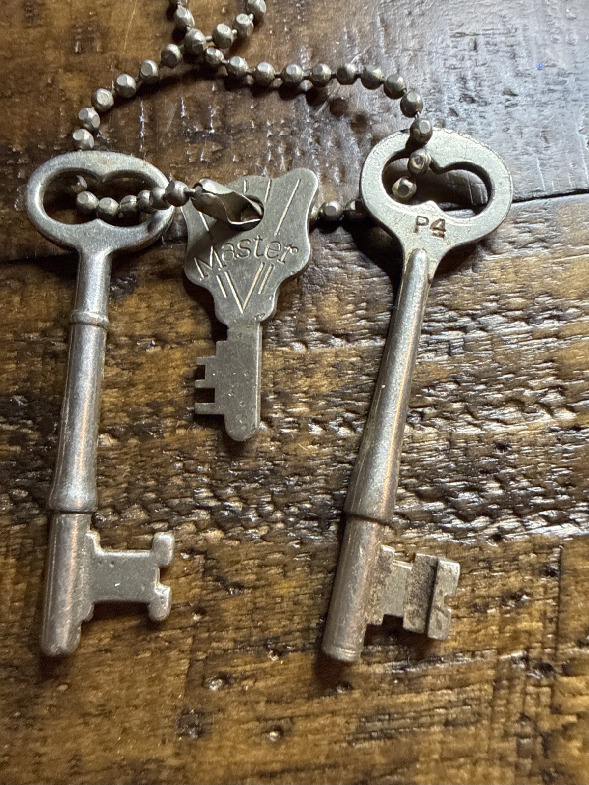 Lot Of 2 Skeleton Keys And One Vintage Master Lock Key -P4 Antiques