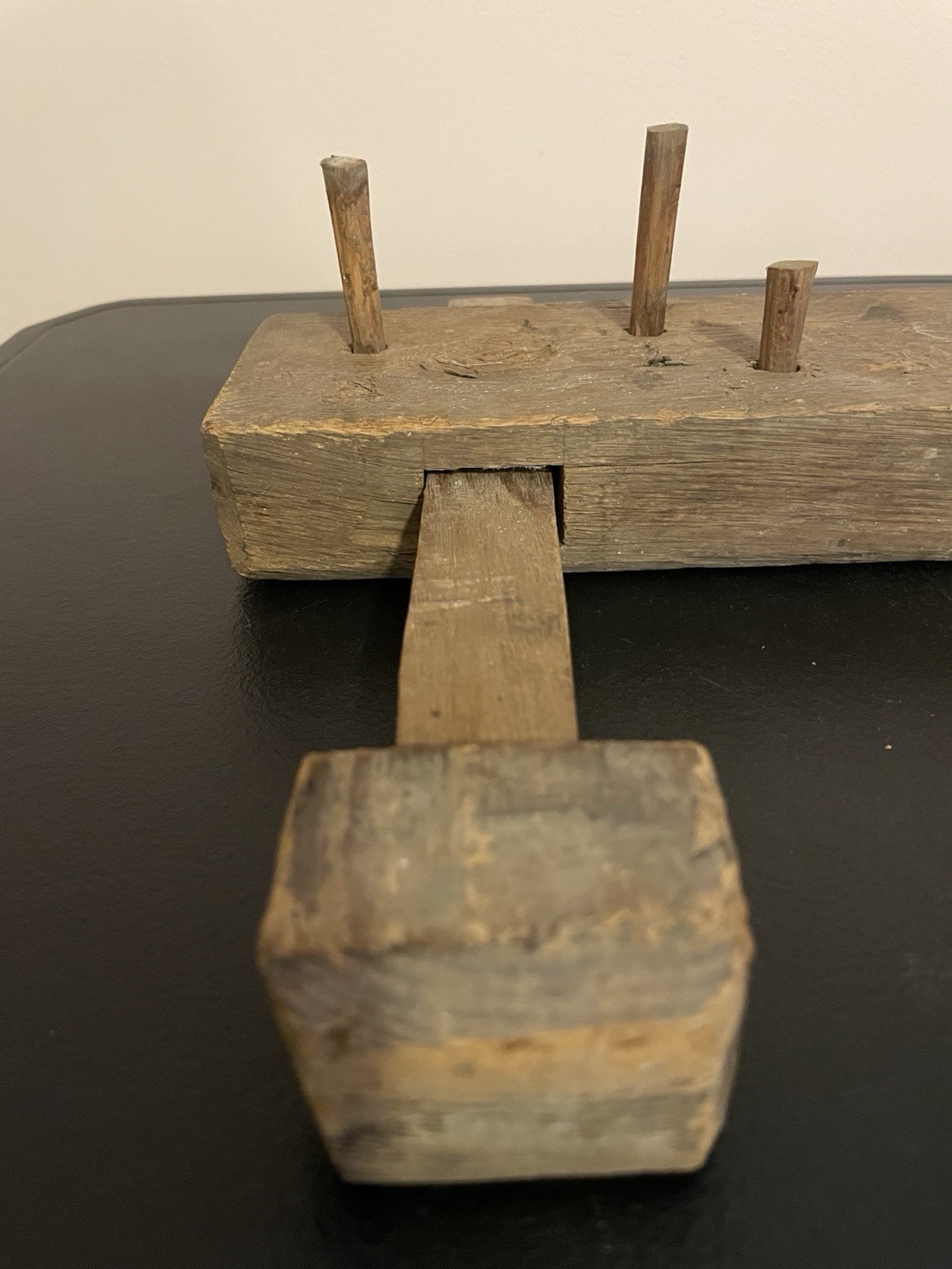 Primitive Antique Amish Oak Wooden Vice Type Tool