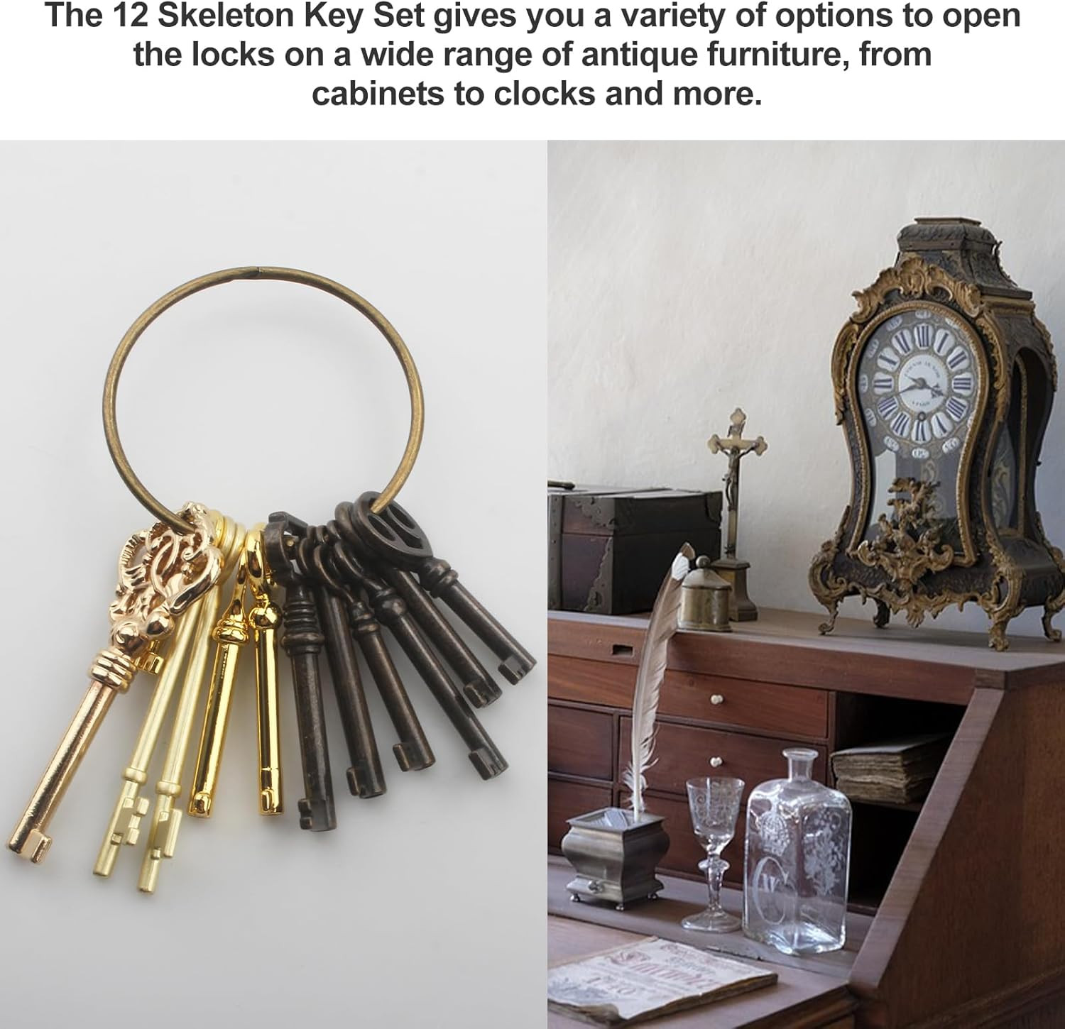 Skeleton Key Set,Universal Skeleton Replacement Keys | Vintage Keys Kit for Anti