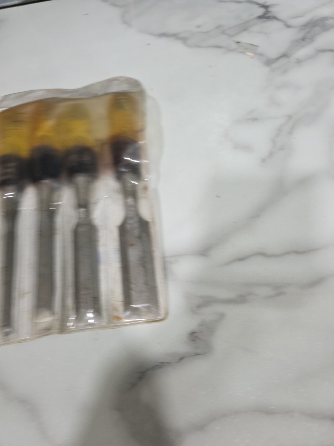 Buck Bros Wood Chisel Set 4 Pc Vintage Amber Acetate Handles Made USA 1/2-2″AE