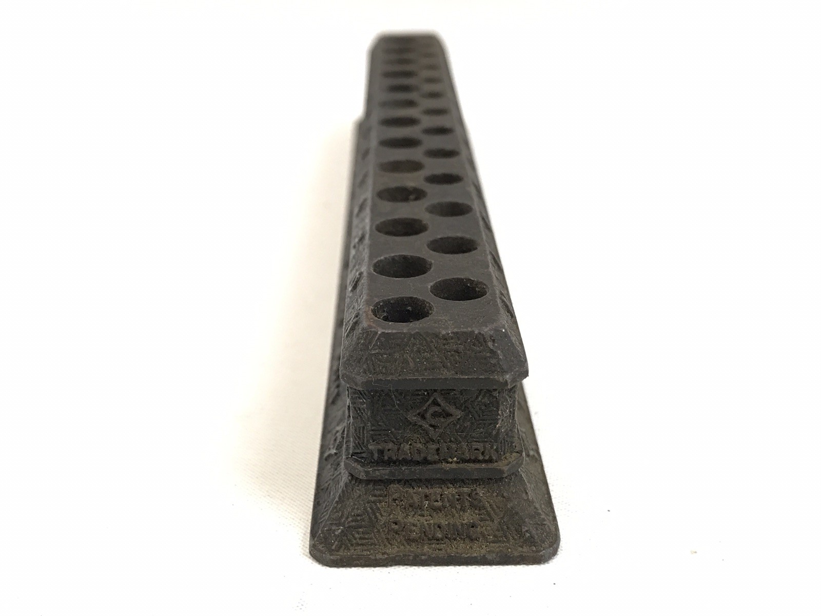 Antique Cleveland Twist Drill Co Cast Iron Drill-bit Stand, Lettered Index A-Z