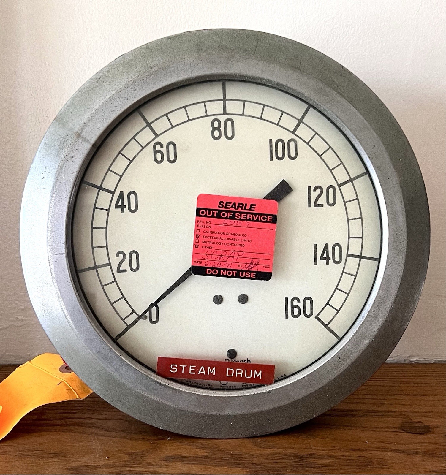 Large 10” Jas P Marsh Chicago Gauge Searle Vintage Steam / Boiler Steampunk