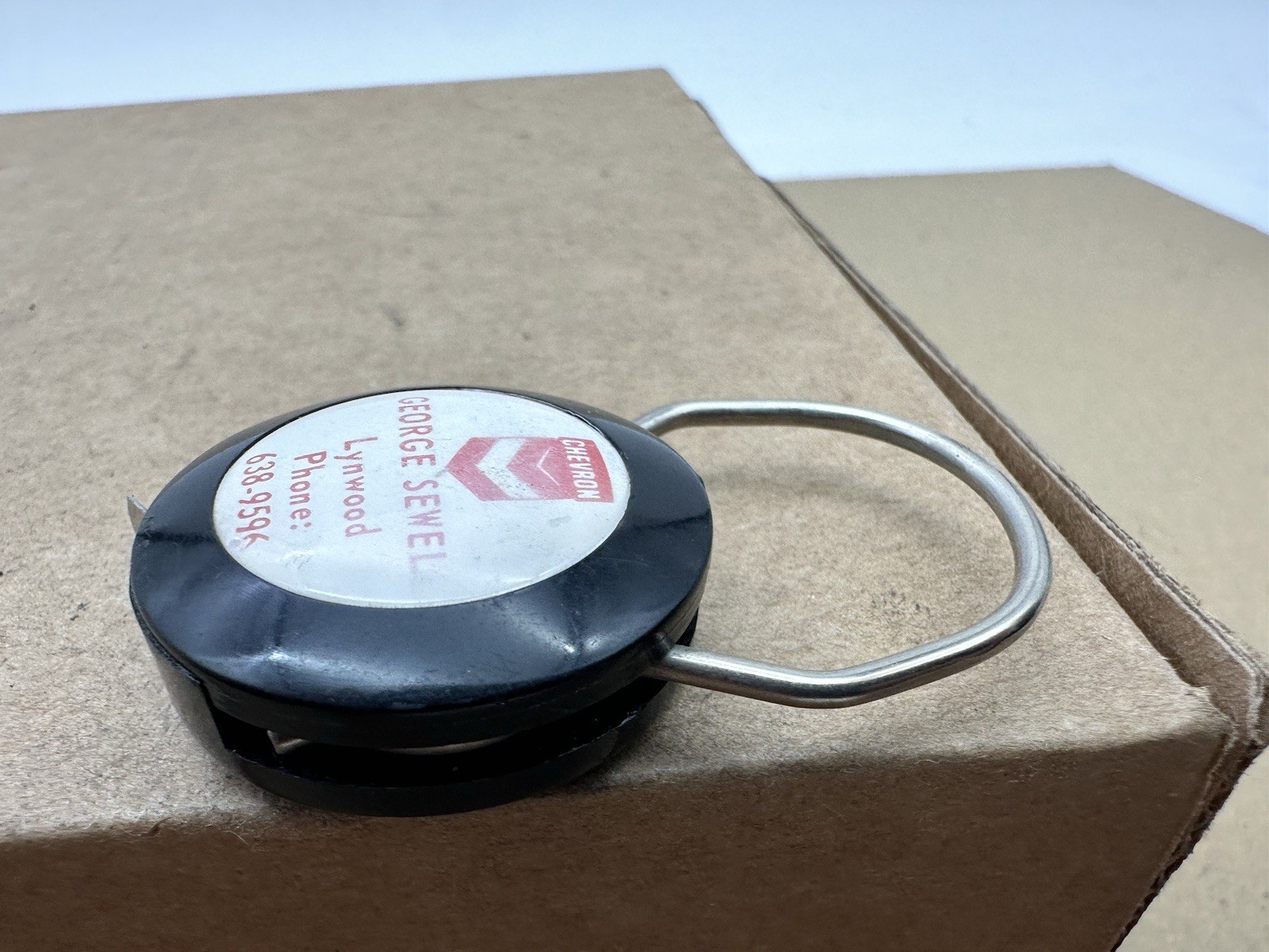 Vintage CHEVRON Oil Gas Advertising Pocket Keychain Tape Measure 12” Long Metal