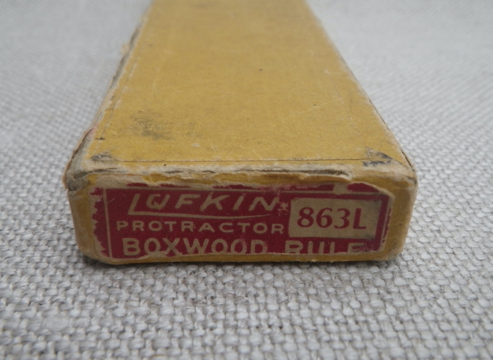Lufkin No. 863L Folding Boxwood Rule Brass Protractor & Level Vintage in box