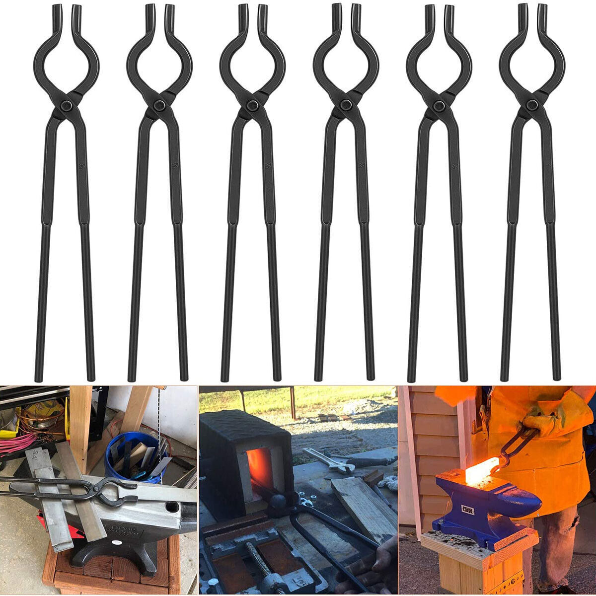 V-Bit Bolt Knife Making Blacksmith Tongs Set Bladesmith Tools Anvil Vise Forge
