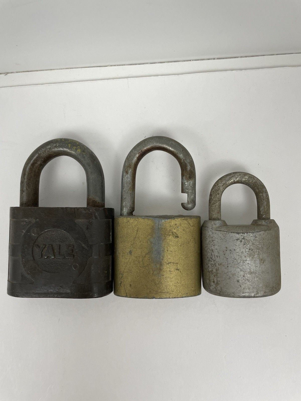 3 Vintage Padlocks – 2 Yale and 1 Corbin – NO KEYS