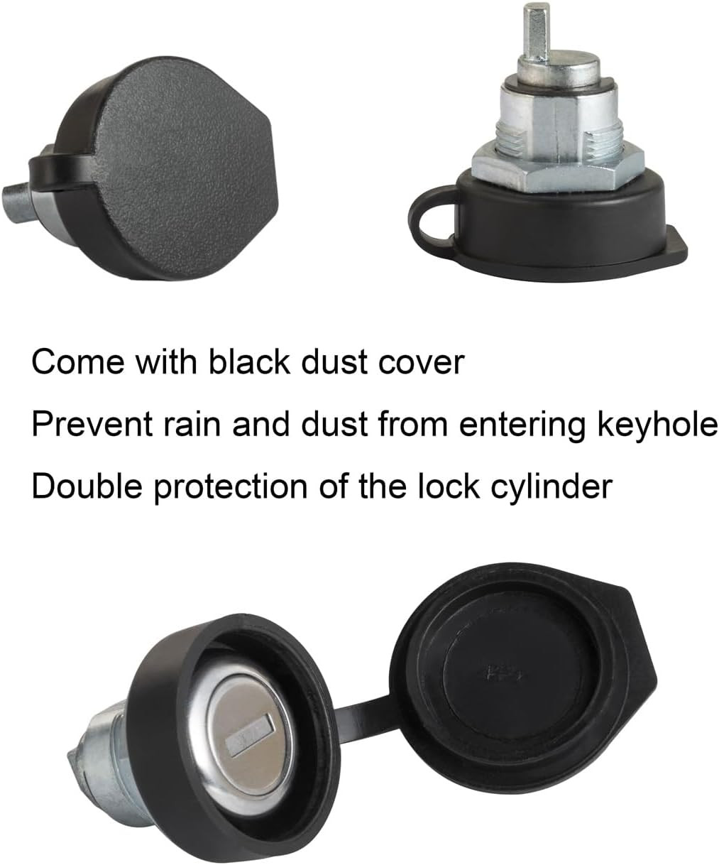 1 Pack Truck Tool Box Lock Replacement with Dust Cover, 5/8” Lock Cylinder Fit f