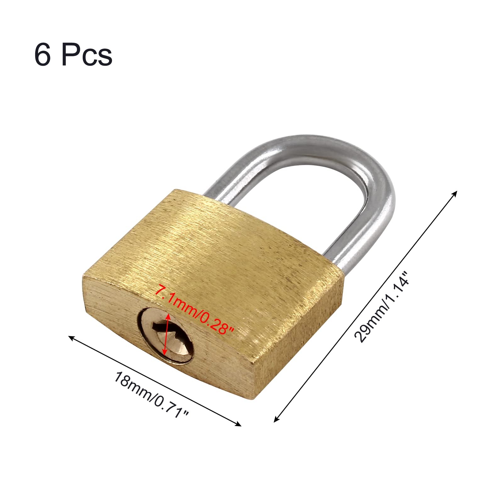6 Pieces Mini Locks with Keys, Small Solid Brass Padlock Suitcase Locks for Lugg