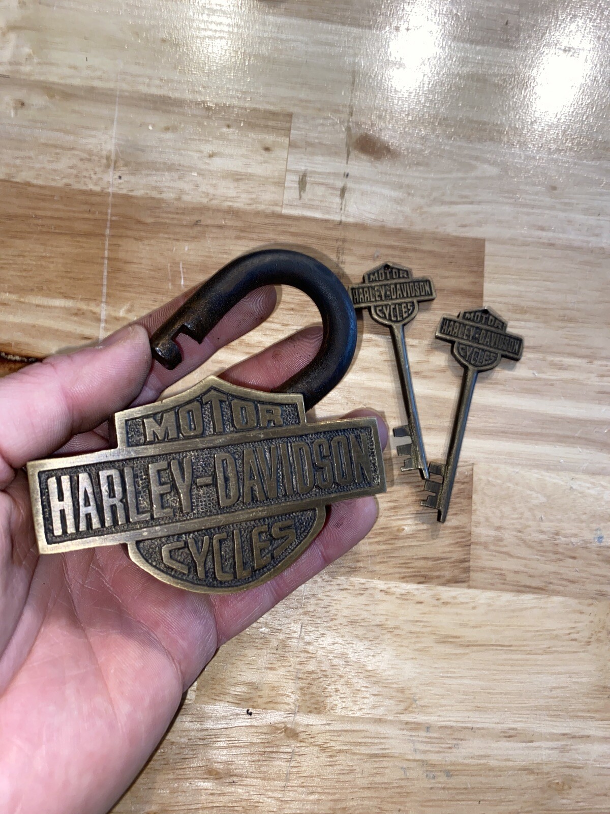 Harley Davidson Padlock Blacksmith Lock Keys Patina Gunsmith Set Lot SOLID METAL