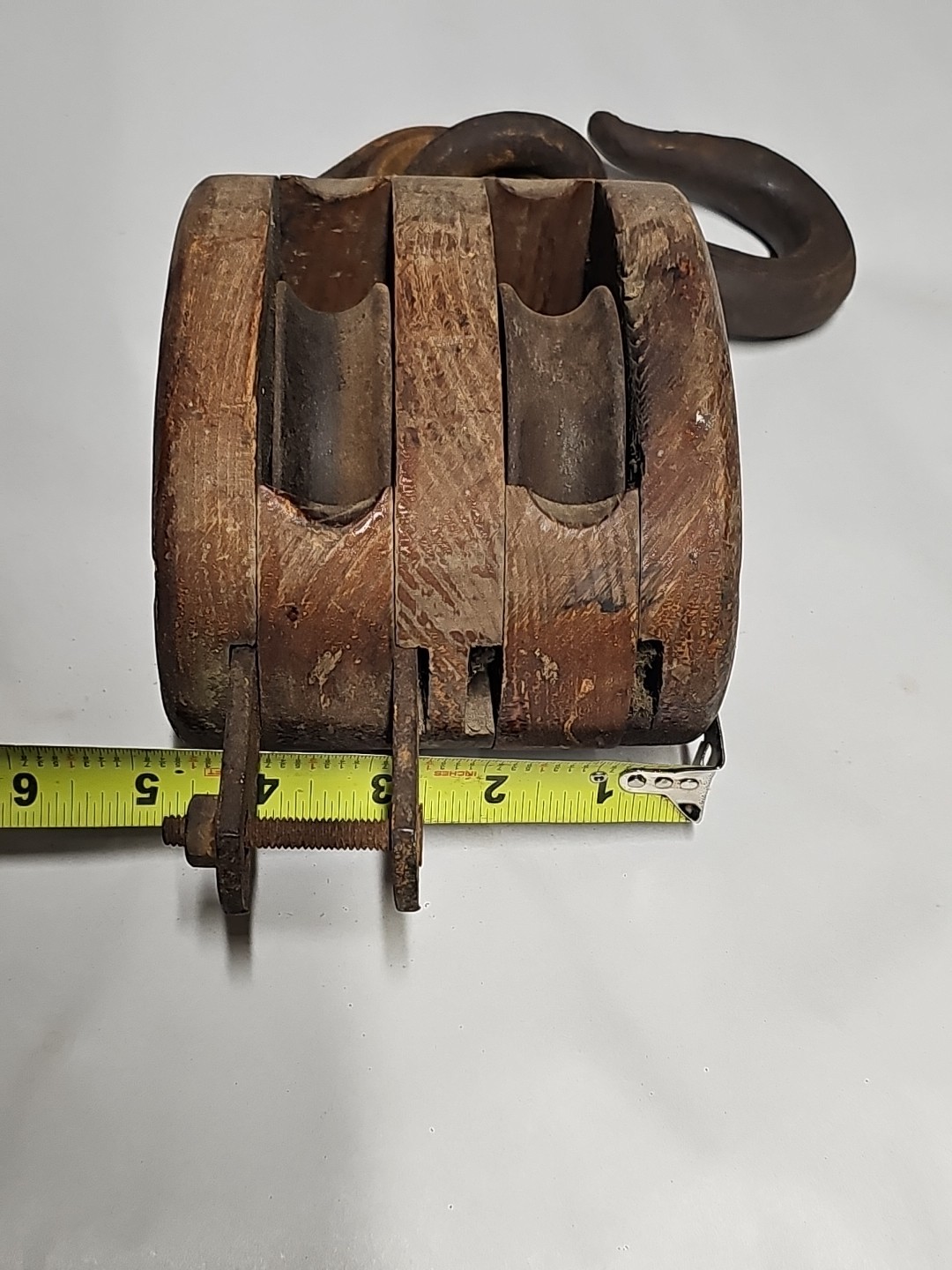 Vintage UPSON WALTON Wooden Block and Tackle Double Pulley Barn Antique Tool