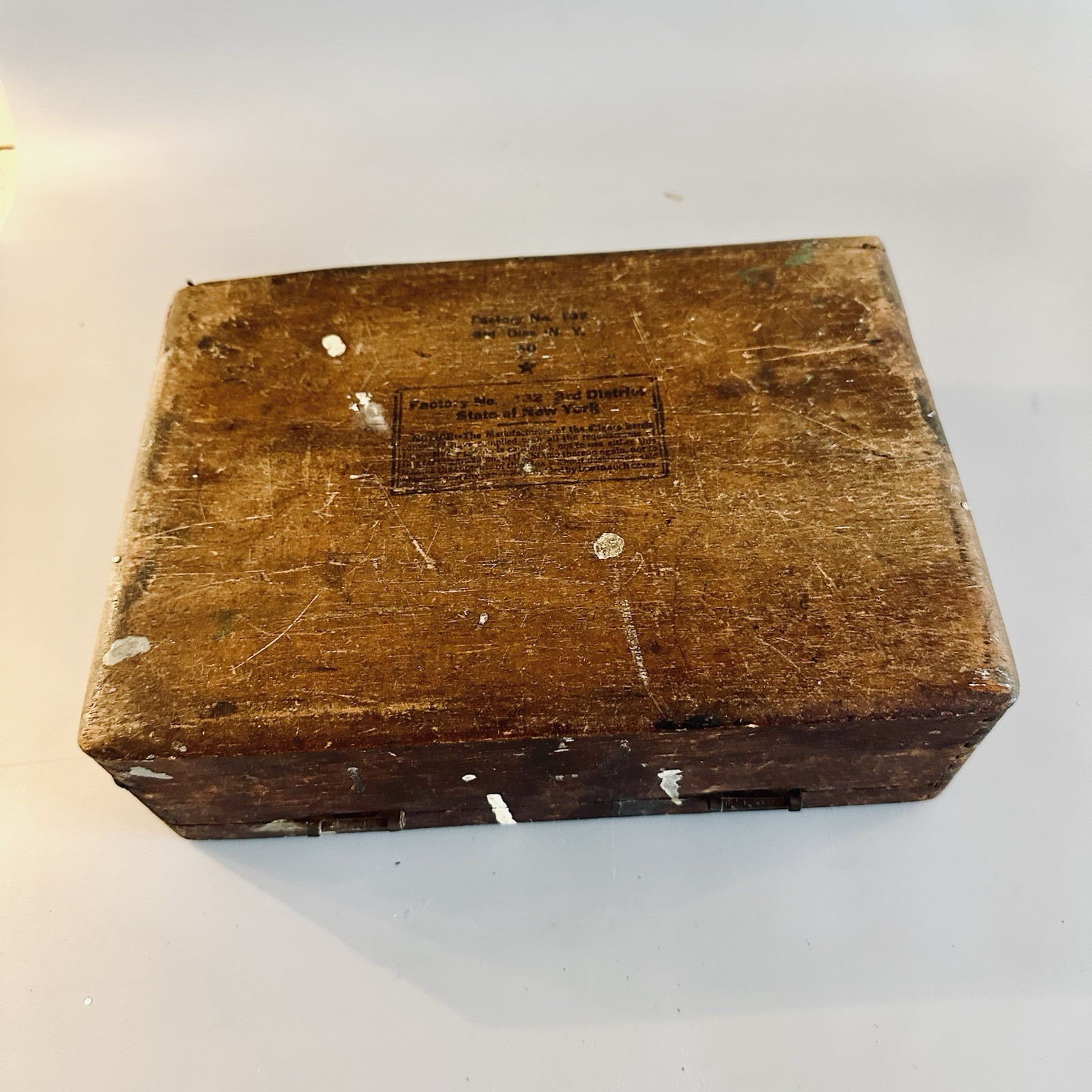 Vtg Wooden BOX Chest Storage ROLLs ROYCE Rustic Decor Wood