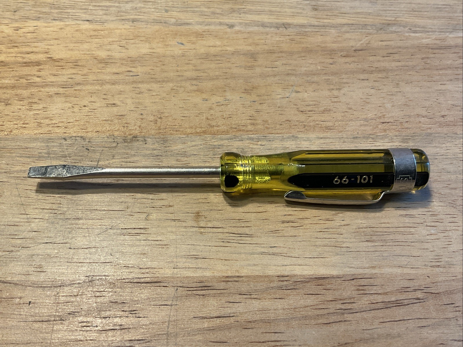 Vintage Stanley 100 Plus 66-101 Mini Pocket Clip Screwdriver Made In USA