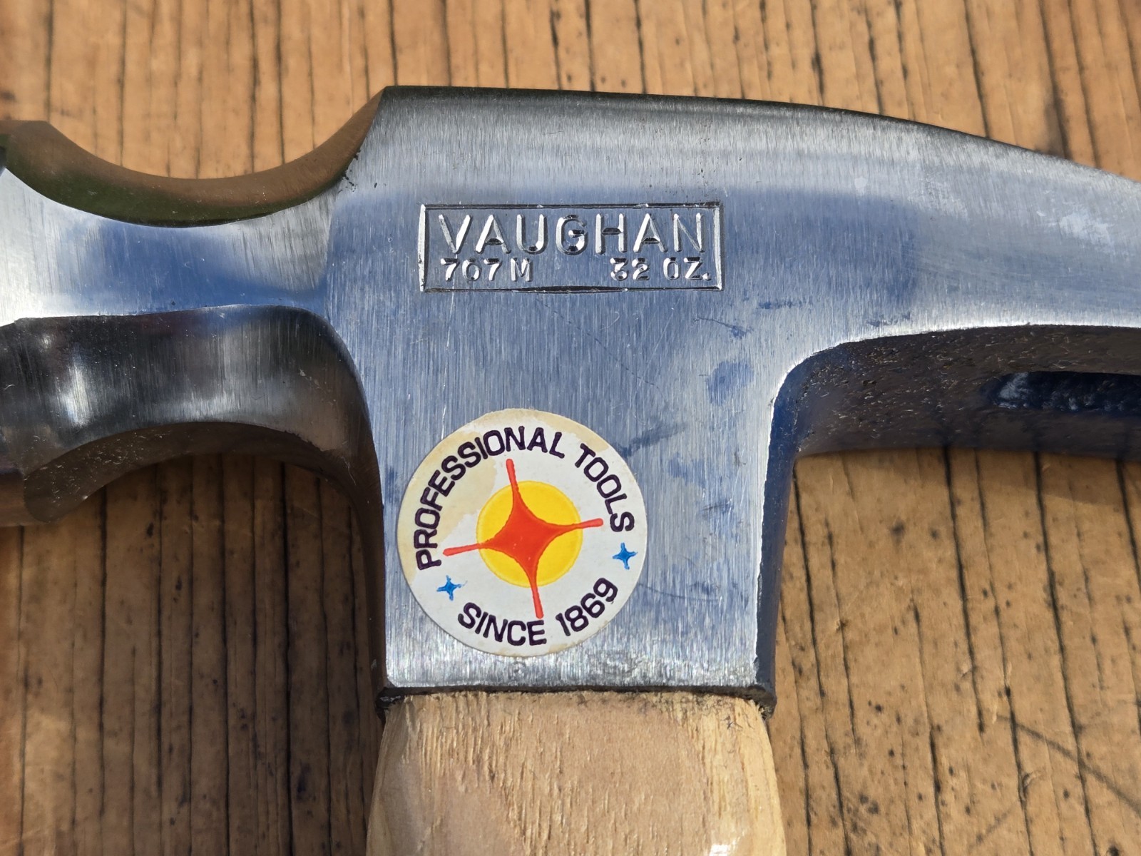 Vntg NOS Vaughan USA 707M 32oz Pittsburgh Steel Framing Hammer Checkered Face