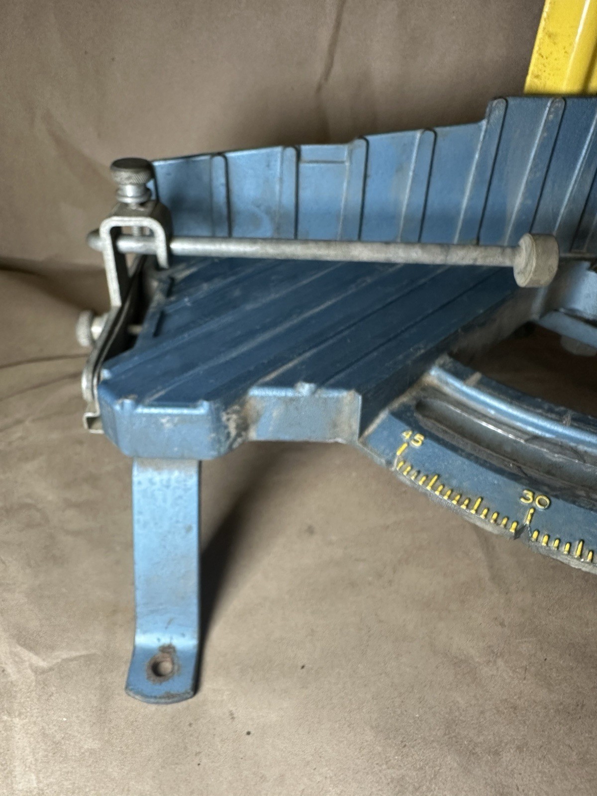 Vintage Cast Iron Miter Box Miter Box Blue Yellow Adjustable Angle Heavy Duty