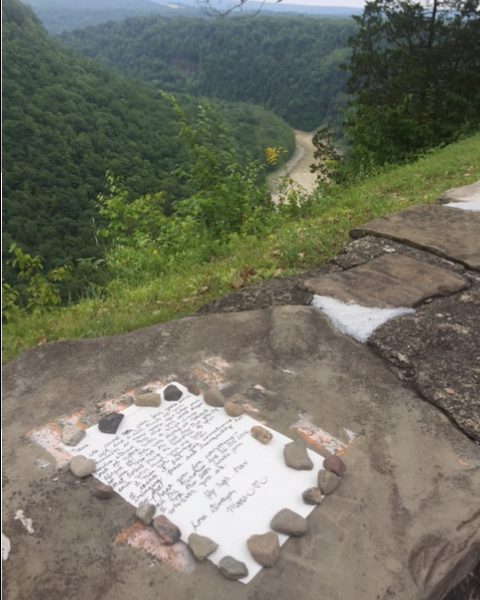 An old friend left a note at Letchworth State Park