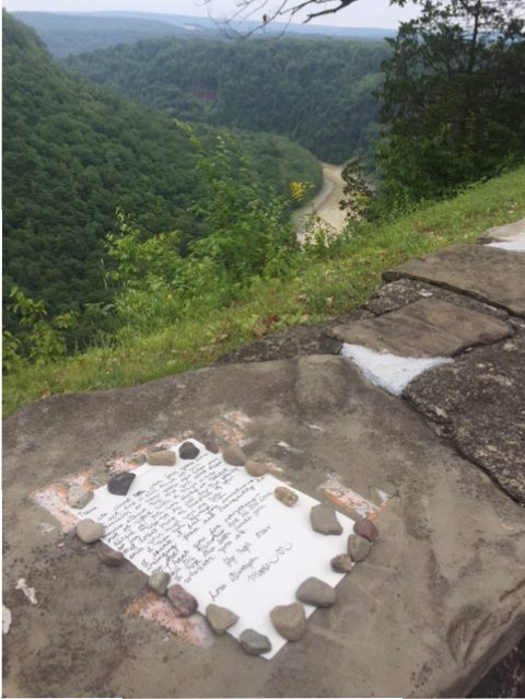 An old friend left a note at Letchworth State Park